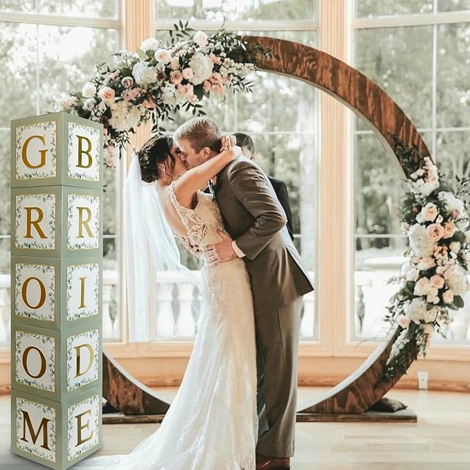 101 PC Greenery Bridal Shower Decorations Balloon Boxes Gold- Blocks - Image 6