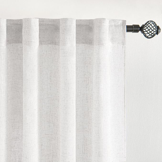 MIULEE Bleached Linen Kitchen Curtains 36 Inch Length 2 Panels Farmhouse | - Image 4