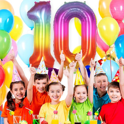 Rainbow Number 0 Balloon 40 Inch, Big Large Foil Number Balloons, Gradient - Image 4