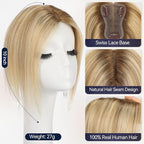 starluck Real Human Hair Toppers for Women 10 Inch Human Hair Topper no Bangs, 3 * 4.5 inches Swiss Base Suitable for ThinningHair Cover Grey Roots(Ombre P721A#)