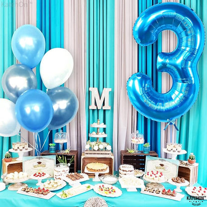 KatchOn Blue Foil Number Balloon 40 Inch, Number 3 Balloon | Mylar Foil Balloon - Image 4