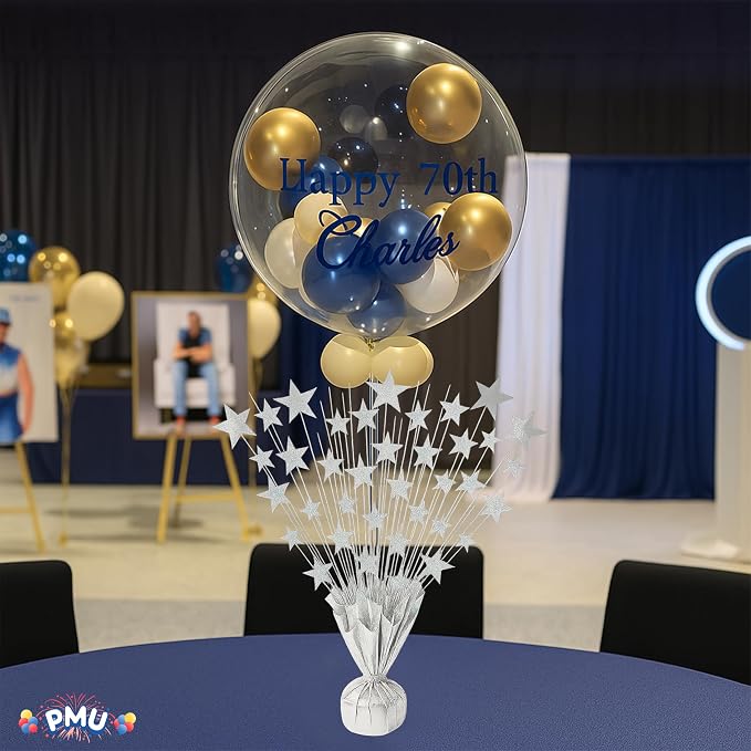 PMU 12 Pack Bursting Star Metallic Foil Spray Centerpiece- Silver Prismatic - Image 3