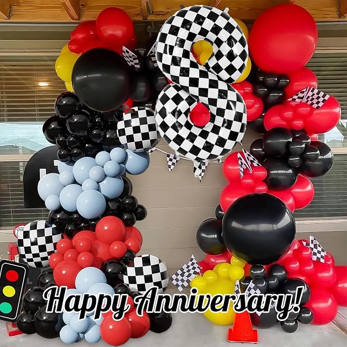 Checkered Number 8 Balloon 40 Inch, Large Foil Black and White Number Balloons - Image 6
