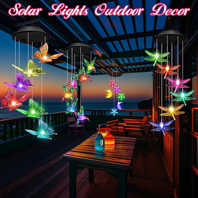 Winzwon Gifts for Mom Grandma Wife Solar Lights Outdoor Wind Chimes | WindChime - Image 4