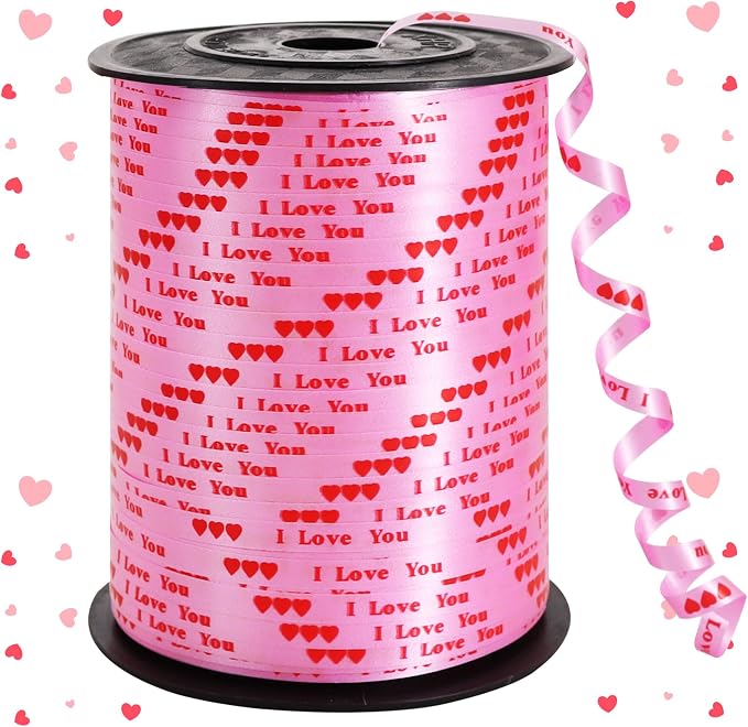 BEISHIDA Valentine Ribbon, Balloon String Printed I Love You 500 Yards by Beishida
