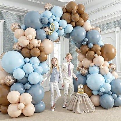 412Pcs Dusty Blue and Brown Balloon Arch Kit, 5 10 12 18inch Bear Baby Shower - Image 7