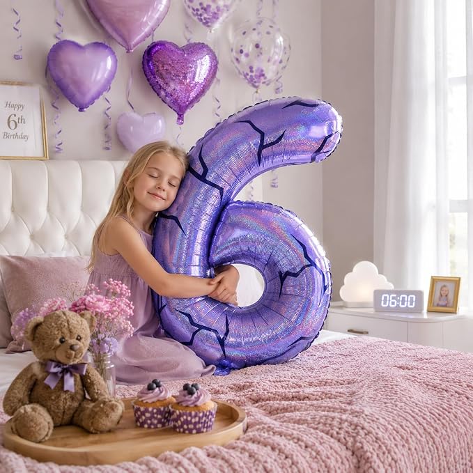 40 Inch Purple Kpop Number 6 Balloon - Image 7