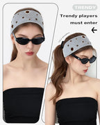 Grommet Headband for Women, Grey Star 23cm Hollow Out Elastic Hair Band, Eyelets Punk Grunge Stylish Hairband