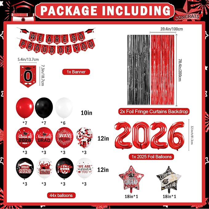 Red and Black Graduation Decorations 2026 - Image 2