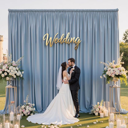 50ft×12ft Wrinkle Free Dusty Blue Backdrop Curtain - Image 9