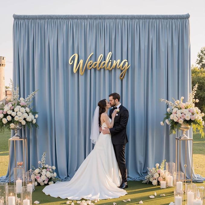 10ft×12ft Wrinkle Free Dusty Blue Backdrop Curtain - Image 9