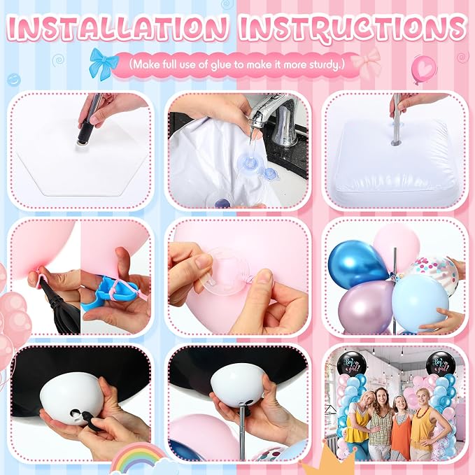 Lunmon 2 Sets Gender Reveal Balloon Column Stand Kit Jumbo Black Baby Boy or - Image 4