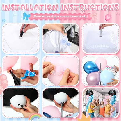 Lunmon 2 Sets Gender Reveal Balloon Column Stand Kit Jumbo Black Baby Boy or - Image 4
