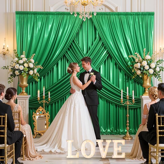 10x10ft Green Sequin Backdrop Curtains, Wrinkle Free Glitter Backdrop Drapes - Image 9