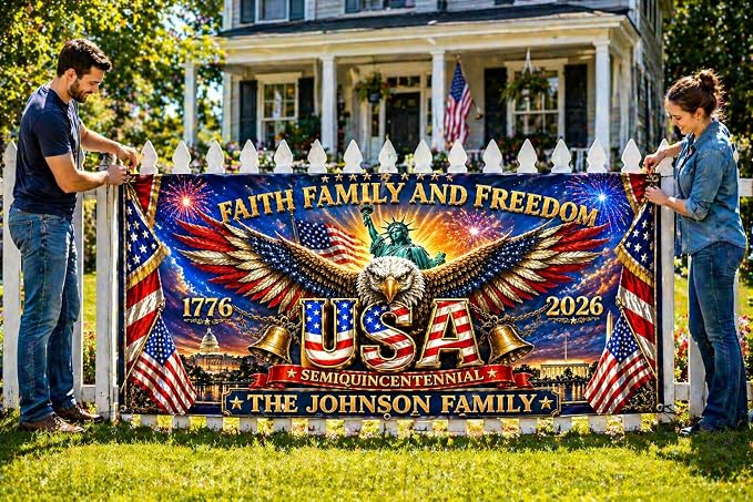 Personalized 250 Years of Freedom USA Banner 1776-2026, Patriotic American - Image 6