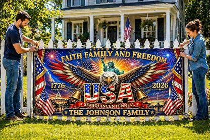 Personalized 250 Years of Freedom USA Banner 1776-2026, Patriotic American - Image 6