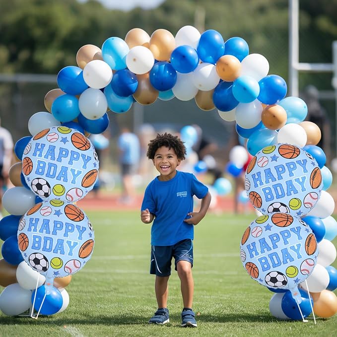 Sports Birthday Balloons Party Decorations, 18 Inch Inflatable HAPPY BDAY Mylar - Image 3