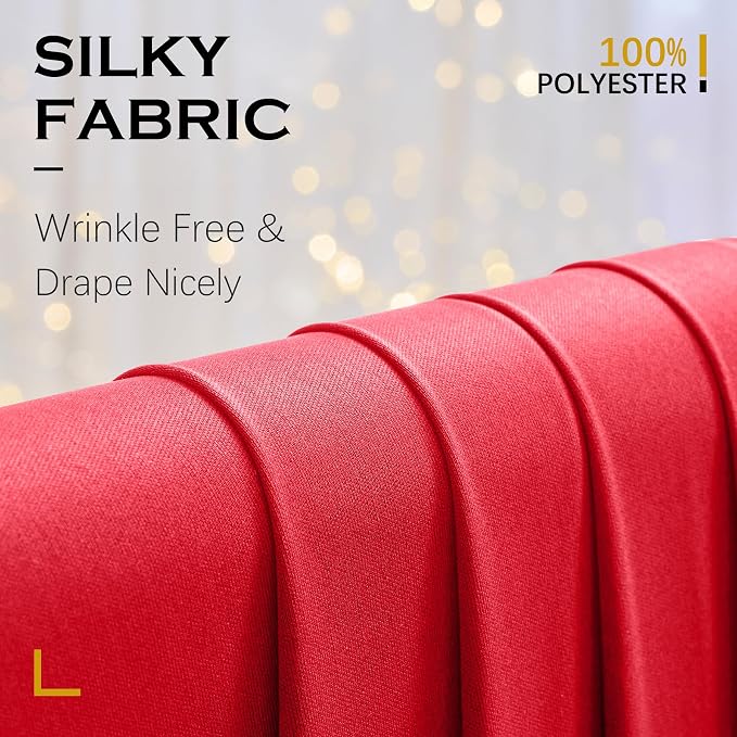 10ft×12ft Red Backdrop Curtain for Wedding Parties, 2 Panels Wrinkle Free - Image 3