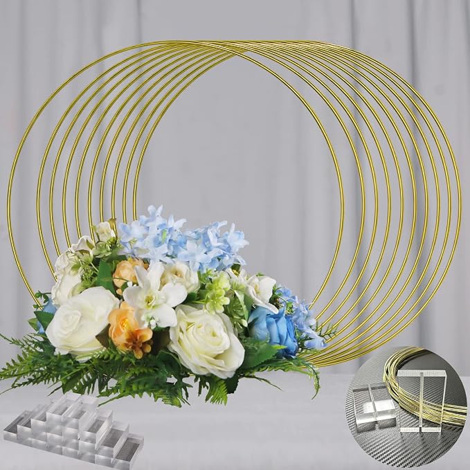 YALLOVE 10 PCS 14 Inch Floral Hoop Table Centerpiece, Flower NOT Included | by YALLOVEPARTYSUPPLIES