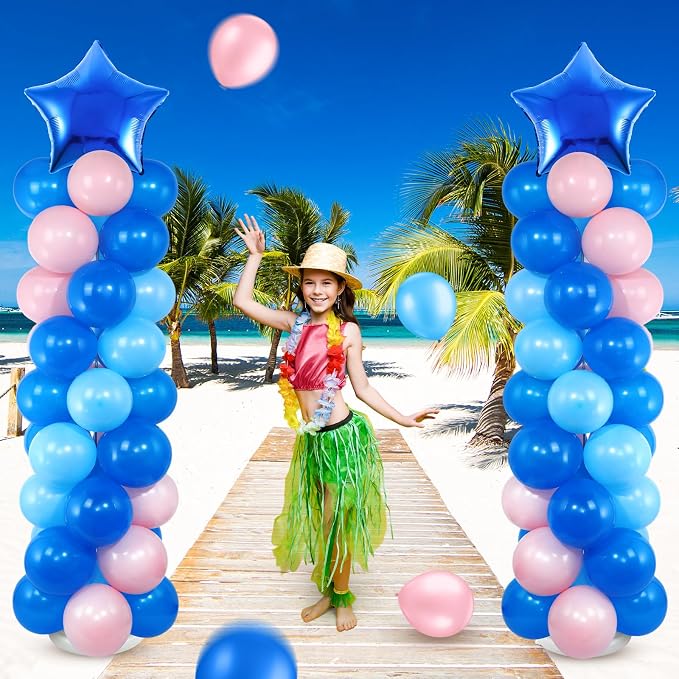 Seematn 2 Sets Pastel Blue and Pink Balloon Column Stand Kit - Image 3