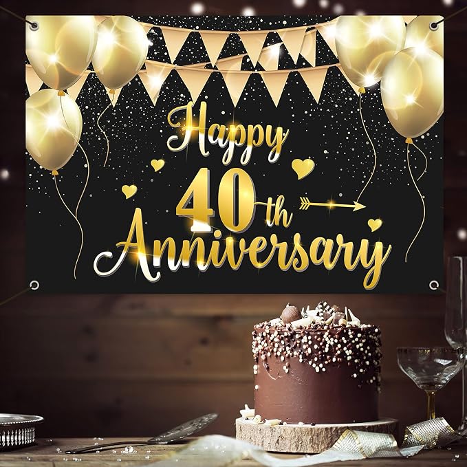HAMIGAR 6x4ft Happy 40th Anniversary Banner Backdrop - Image 5