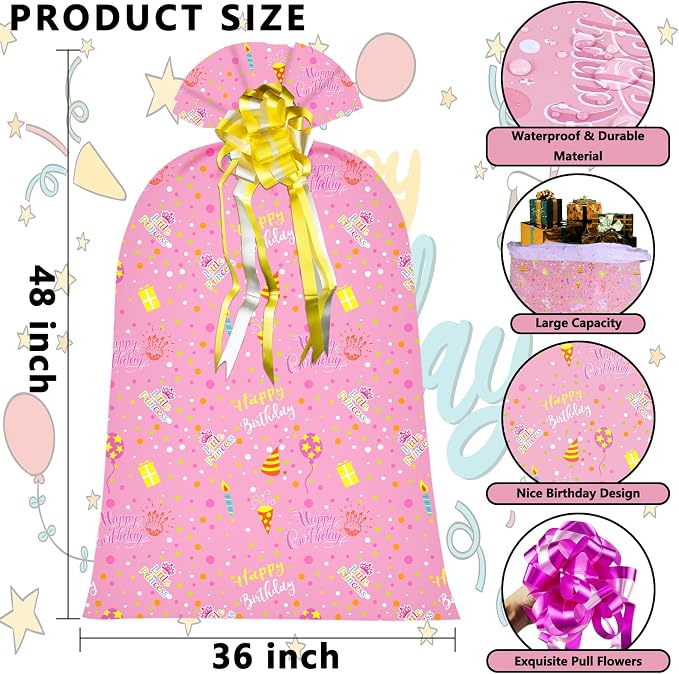 2 Pcs Large Gift Bags Oversized Plastic Storage Bags 48"x 36" - Image 2