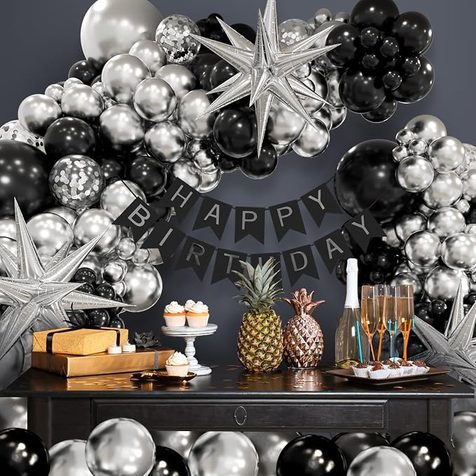 Black and Silver Balloons Garland Arch Kit - Image 6