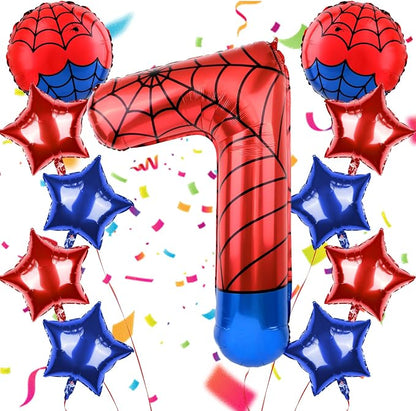 40 Inch Spider Theme Number Balloon, Number Block Foil Number 7 Balloons Large by AXBMM
