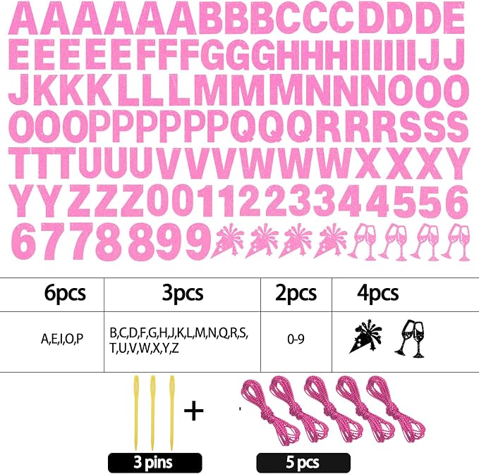 129Pcs DIY Custom Letter Banner Glitter Customizable Banner Kit 0-9 Numbers DIY - Image 2