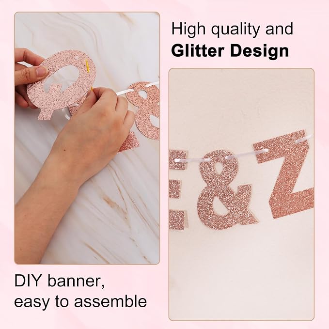 BEISHIDA Glitter Rose Gold 116 PCS A-Z DIY Letter Custom Banner Party Decor | - Image 3
