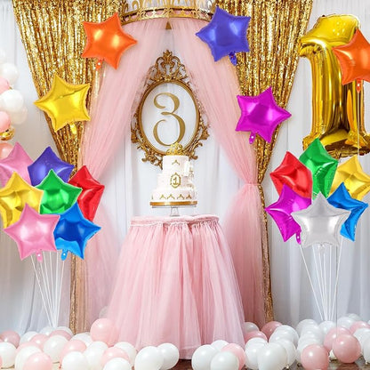 20 Pcs Star Balloons, 18 Inch Mixed Color Star Foil Balloons, Stars Shaped - Image 3