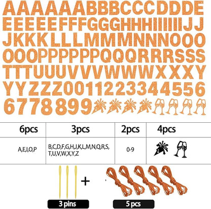 129Pcs DIY Letter Banner Glitter Customizable Banner Kit DIY Happy Birthday - Image 2