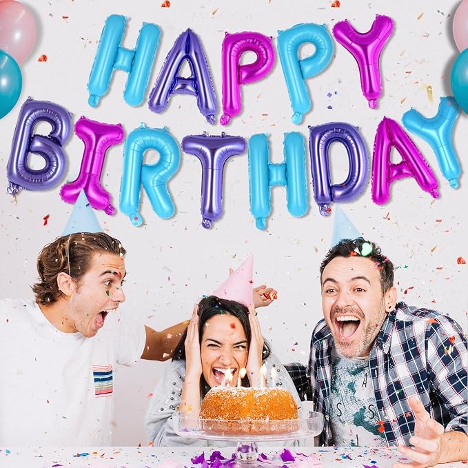 Happy Birthday Balloons Banner, Foil Balloon Personalized Name Letters Balloons - Image 6