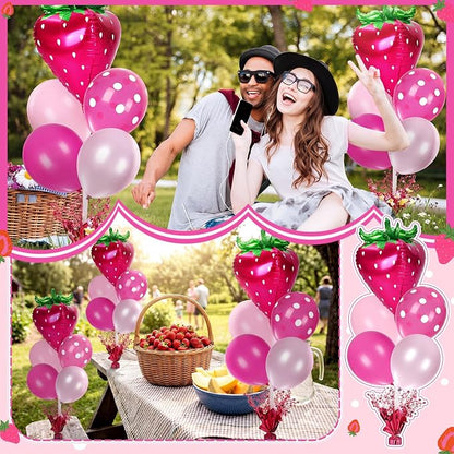 Civaner Rose Red Strawberry Party Balloons Stand Kit 6 Sets, Cute Colors - Image 6