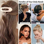 Velscrun Flat Hair Clips for Women Girls, 2 Styles 8 Pcs Lay Flat Claw Clips, Strong Hold French Duck Billed Large Side Hair Jaw Clip for All Hair Types, Fashion Trendy Hair Accessories Brown