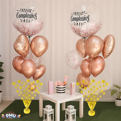 PMU Bursting Star Metallic Foil Spray Centerpiece- Gold Balloon Weights - Image 4