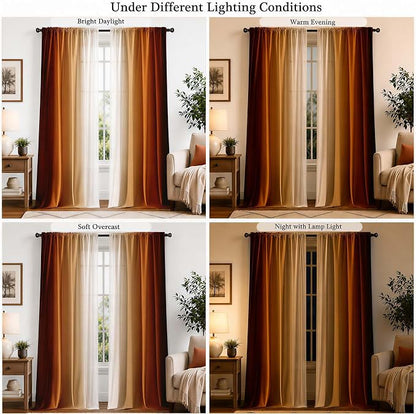 Burnt Orange Curtains 72 Inch Length 2 Panel Set | Light Filtering Curtains - Image 4
