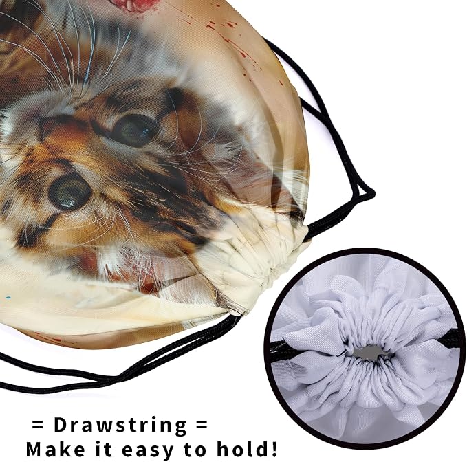 Giwawa Oil Painting Gymnastics Grip Bag Lovely Cat Women Athlete Gym String Bag - Image 5