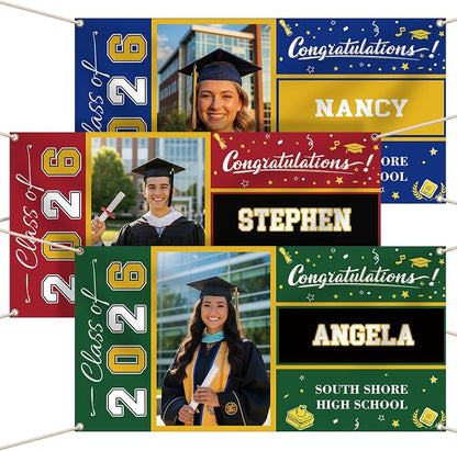 Custom Vinyl Banner Personalized Grad Backdrop, 4 Size | Graduation Decorations by DP+BOUTIQUE