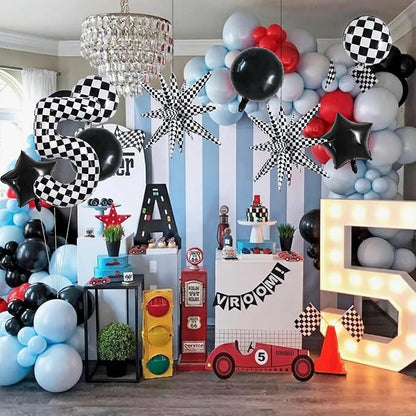 TONIFUL 5th Birthday Balloons Kit 40 Inch Checkered Number 5 Foil Balloon | - Image 3