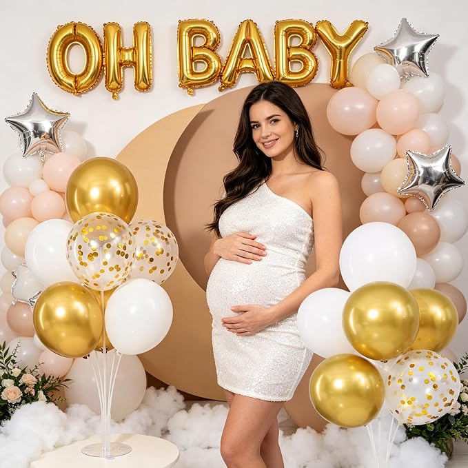Gold and White Balloons Table Centerpieces Stand Kit - Image 9