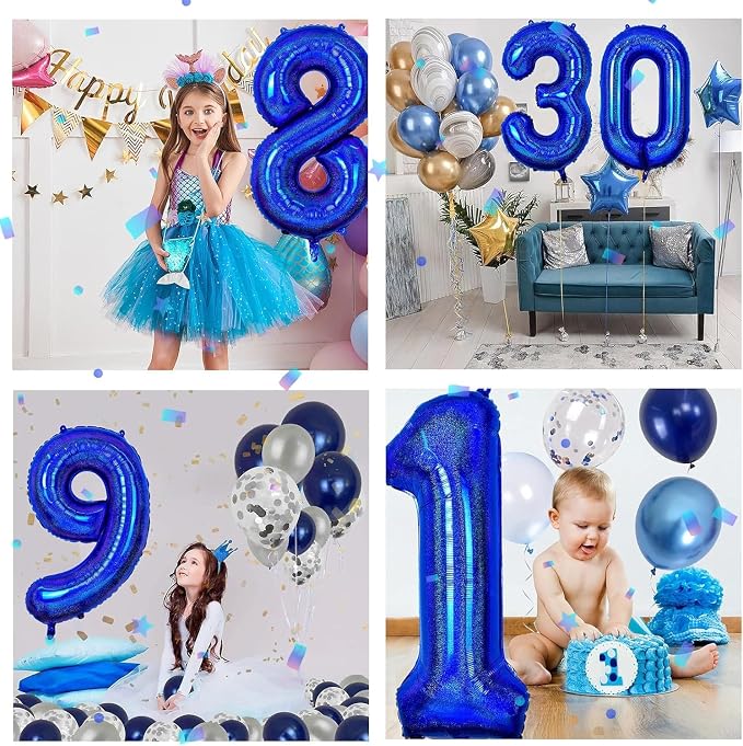 40 inch Navy Blue Number Balloon Dark Blue 8 Balloons Giant Foil Helium - Image 6
