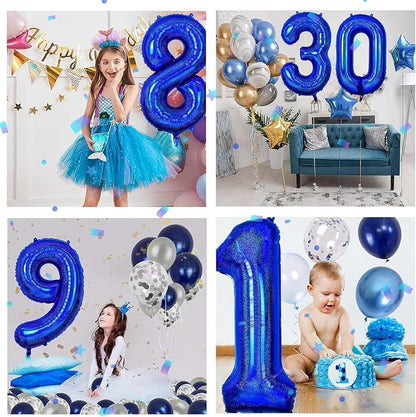 40 inch Navy Blue Number Balloon Dark Blue 8 Balloons Giant Foil Helium - Image 6