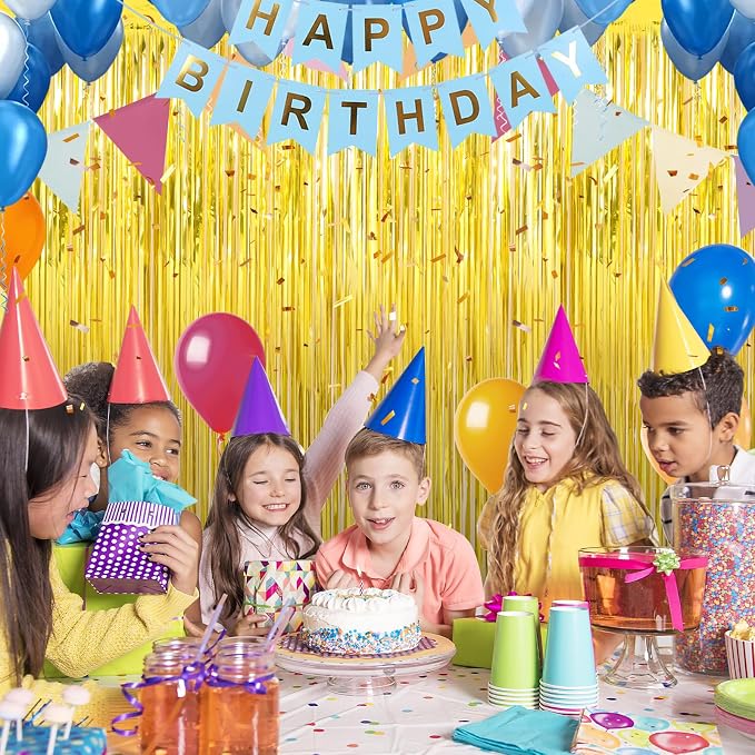5 Pack 3.3 x 9.9 ft Gold Foil Fringe Curtains Streamers Party Decorations | - Image 5