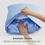 Bedsure King Size Satin Pillowcase Set of 2 - Sky Blue Silky Pillow Cases for Hair and Skin with Envelope Closure, Similar to Silk Pillow Cases, Gifts for Women Men, 20x36 Inches, 2pcs