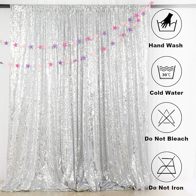 ShinyBeauty Silver Sequin Backdrop 10FTx10FT - Image 5