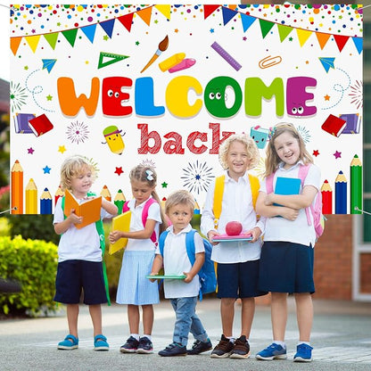 Tatuo Welcome Back to School Banner First Day of School Backdrop Banner Large - Image 7