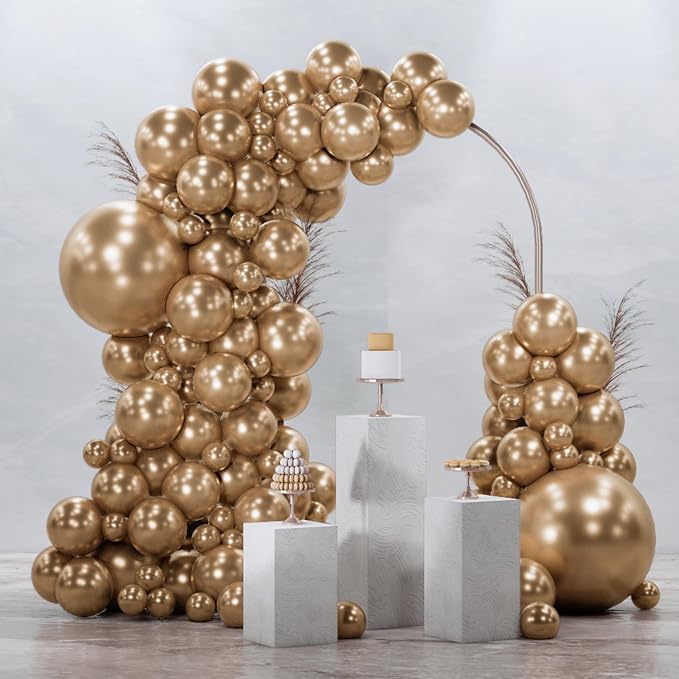 PartyWoo Metallic Gold Balloons 92pcs Chrome Gold Color 18 12 10 5 Inch | 18 12 by PartyWoo