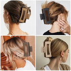4.1 Inch Large Hair Clips 8 Pcs Square Claw Clips for Thick Hair Big Hair Claw Clips Acrylic Banana Jaw Clips Hair Accessories for Women and Girls -Basic