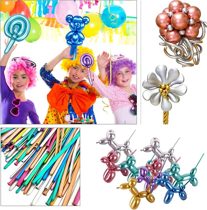 Metallic 260 long balloons 100 Pack Multicolored Twisting Animal Balloons - Image 5